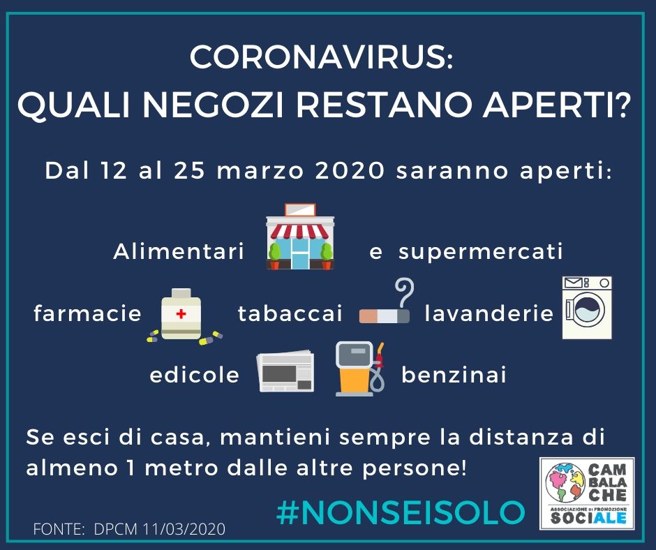 CORONAVIRUS: Quali negozi restano aperti? – Which shops are open? – Quelles boutiques sont ouvertes?