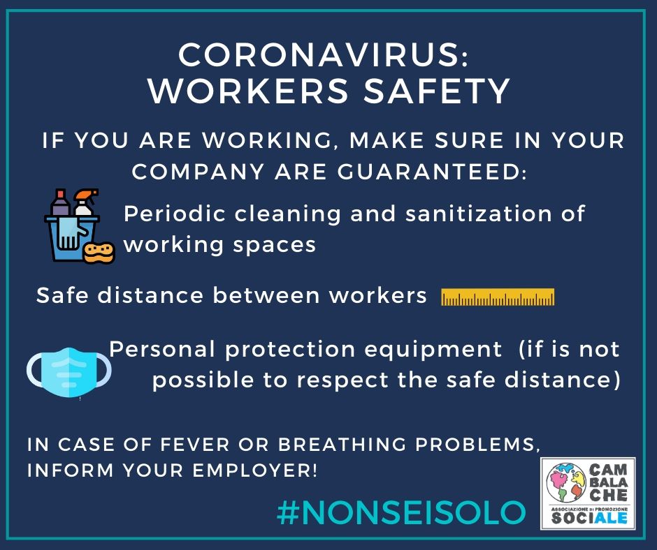 CORONAVIRUS: Tutela dei lavoratori – Workers safety – Protection des travailleurs