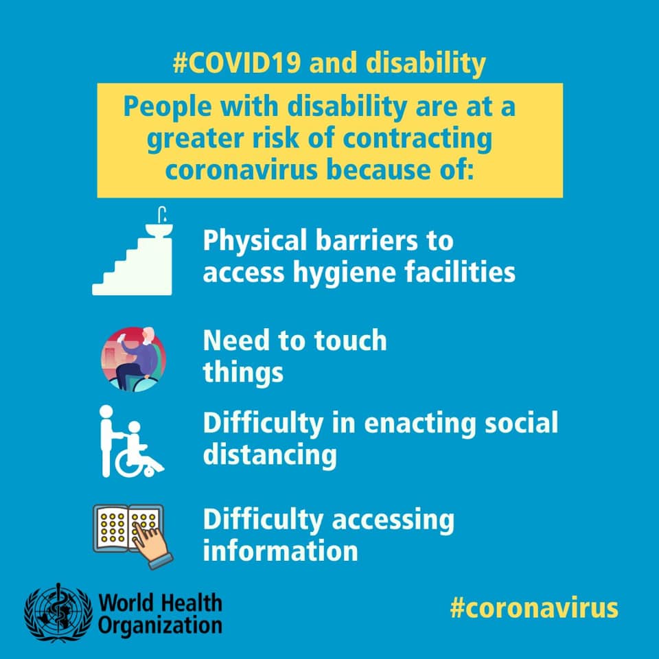 CORONAVIRUS. Le persone disabili sono maggiormente a rischio